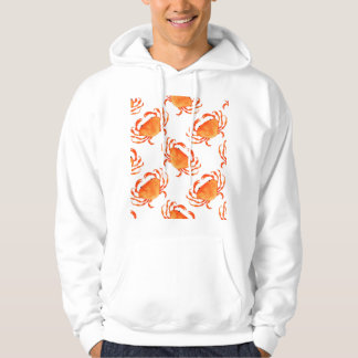 Vattenfärg för krabbor: Vit bakgrund Mönster Hoodie