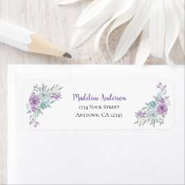 Vattenfärg för lavender & Mint Blommigt | RETURADR Returadress Etikett