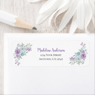 Vattenfärg för lavender & Mint Blommigt RETURADR Returadress Etikett