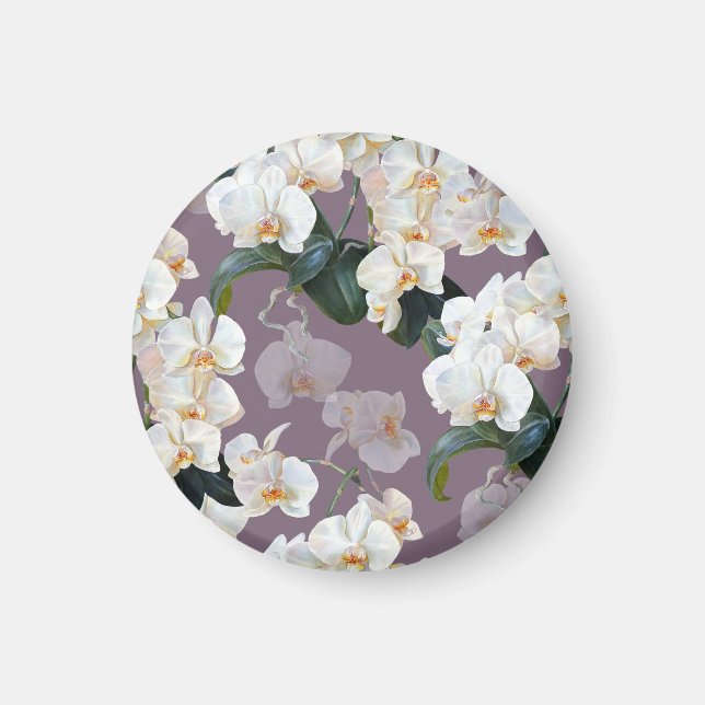 Vattenfärg för lavender-mörken för orkidéer. magnet (Framsidan)