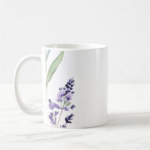 Vattenfärg för lavender och eukalyptus kaffemugg