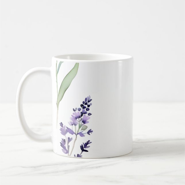 Vattenfärg för lavender och eukalyptus kaffemugg (Vänster)