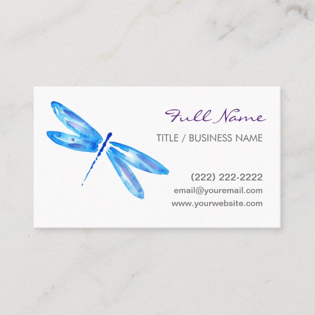 Vattenfärg för lilor för blått för visitkort (Framsida)