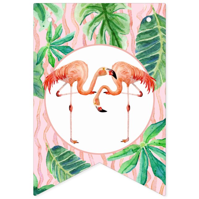 Vattenfärg för löv för Flamingo för Vimplar (Första flaggan)