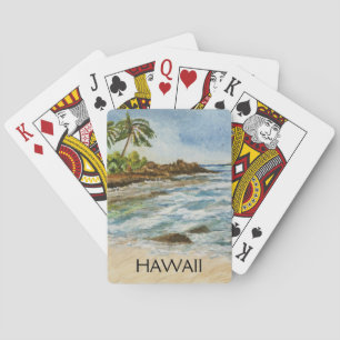Vattenfärg för Makena CoveHawaii strand Spelkort
