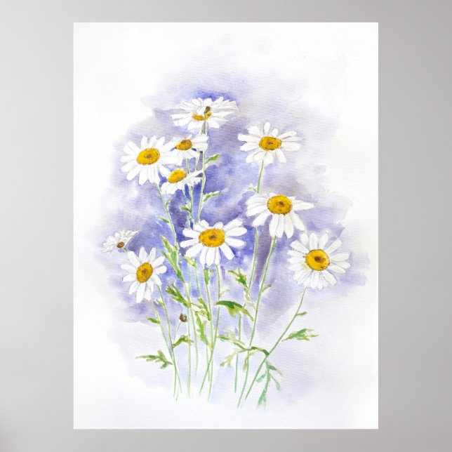 Vattenfärg för margueritfärgad daisy poster (Framsidan)