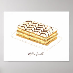 Vattenfärg för Mille-feuille-bakverk Poster