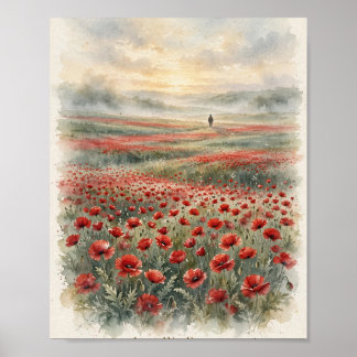 Vattenfärg för minnesdagsvallmöss Lest We Forget Poster