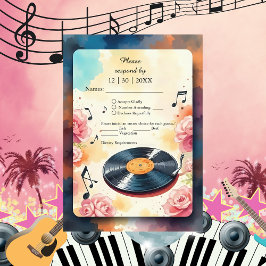 vattenfärg för musikalisk blommigt bröllop OSA kort
