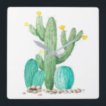 Vattenfärg för öken för Southwest för kaktuskaktus Fyrkantig Klocka<br><div class="desc">Denna design skapades till och med digital konst. Den kan personifieras, genom att klicka skräddarsy, knäppas och att ändra färgen som tillfogar ett namn, initialer eller din favorit- ord. Kontakta mig på colorflowcreations@gmail.com om dig med för att ha denna design på en annan produkt. Inhandla mitt original- abstrakt måla för...</div>