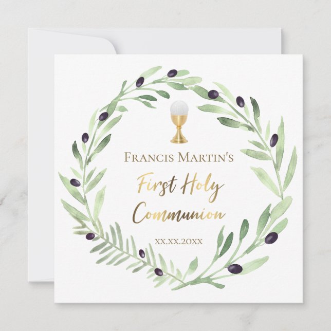 Vattenfärg för olivkrans Första heligan Kommunix Inbjudningar (Framsida)