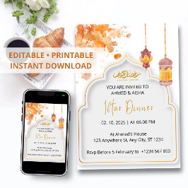Vattenfärg för orange av raadan-middagsinbjudan inbjudningar