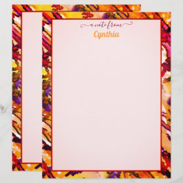 Vattenfärg för Orange och röd Abstrakt i skrivarst Brevhuvud