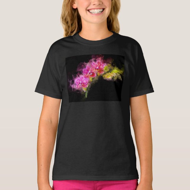 Vattenfärg för orkidéblomma - rosa bb 01 t shirt (Framsida)