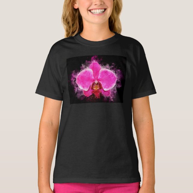 Vattenfärg för orkidéblommor - rosa bb 02 t shirt (Framsida)