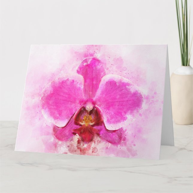 Vattenfärg för orkidéblommor - rosa wb 02 tack kort (Framsida)