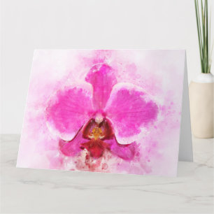 Vattenfärg för orkidéblommor - rosa wb 02 tack kort