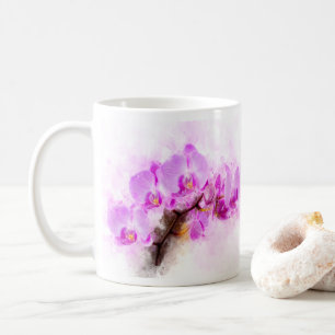 Vattenfärg för orkidéblommor - rosa wb 03 kaffemugg