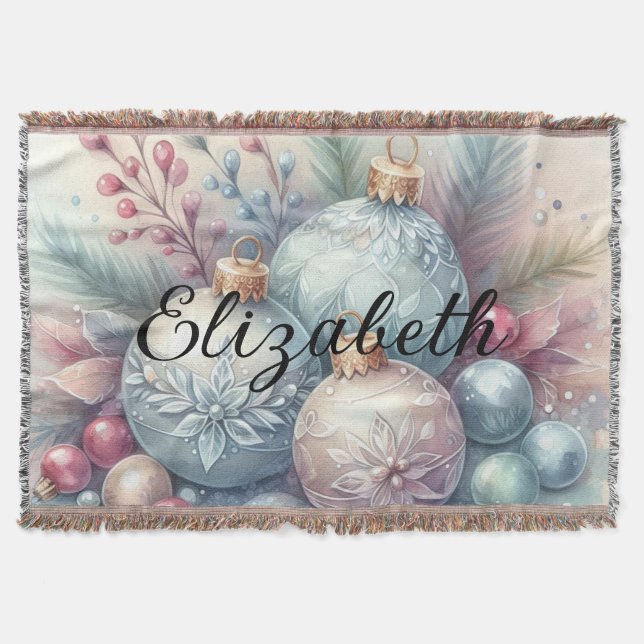 Vattenfärg för ornament i Monogram namn Julgran Filt (Framsidan)