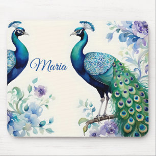 Vattenfärg för Peacock blommigt Musmatta