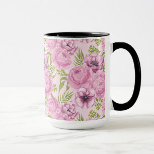 Vattenfärg för peonblommor och anemonblommor mugg
