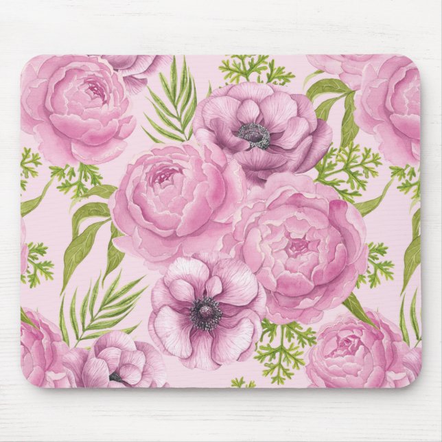 Vattenfärg för peonblommor och anemonblommor musmatta (Framsidan)