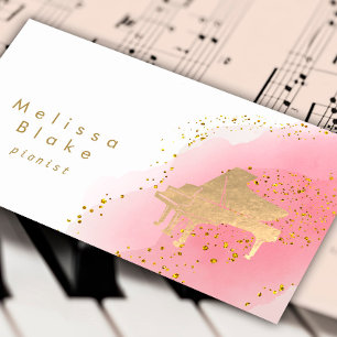 vattenfärg för pianist shock rosa visitkort