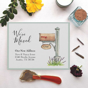 Vattenfärg för postlåda Ny startsida, Vi har flytt Anteckningskort