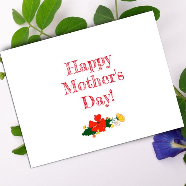 Vattenfärg för röda blommor i mors dag mönster vykort (Skapare uppladdad)