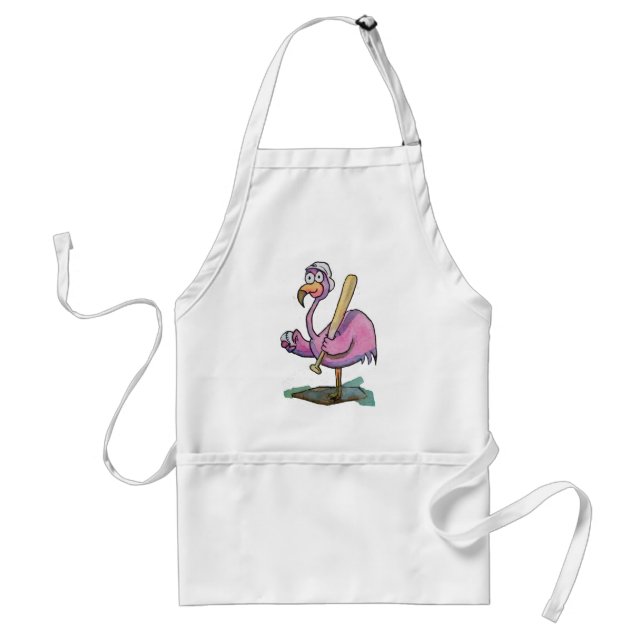 Vattenfärg för rosa Flamingo för baseball nyckfull Förkläde (Framsidan)