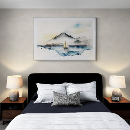 Vattenfärg för segelbåt poster