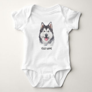 Vattenfärg för siberian huskyhundhusdjur t shirt