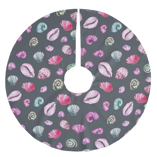 Vattenfärg för sjögränssnitt: Mörk blått Mönster Julgransmatta Borstad Polyester (Framsidan)