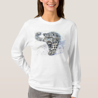 Vattenfärg för snöleopard t shirt