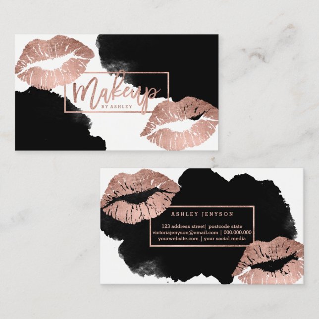 Vattenfärg för svart för guld för visitkort (Fram/baksida)