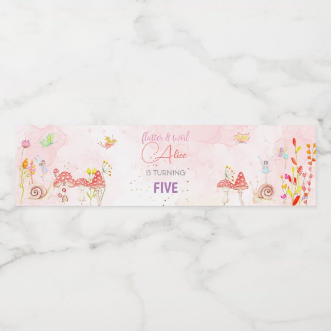 Vattenfärg för trädgårdsodling barns födelsedag vattenflaskor etikett (Singel etikett)