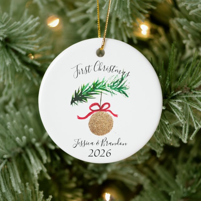 Vattenfärg Första julen Träd Merry och klarfärgad Julgransprydnad Keramik (Träd)