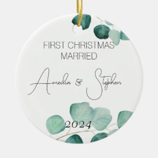 Vattenfärg Första jultomten Gift Eucalyptus Julgransprydnad Keramik