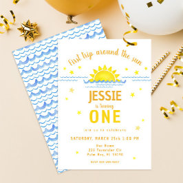 Vattenfärg första Resa runt inbjudan till Sol -