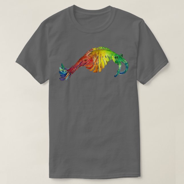 Vattenfärg Fossil Anomalocaris i regnbåge T Shirt (Design framsida)