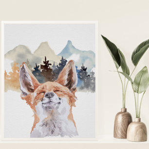 Vattenfärg Fox Forest Nursery Child Woodland Poster