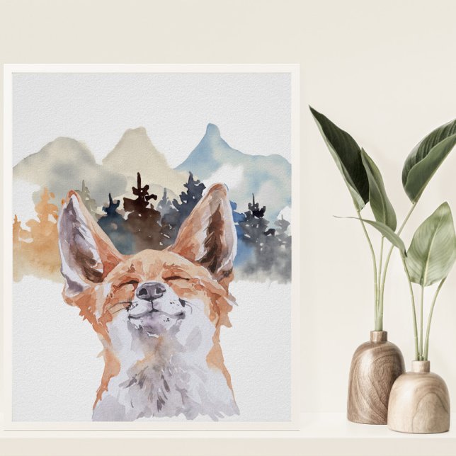 Vattenfärg Fox Forest Nursery Child Woodland Poster (Skapare uppladdad)