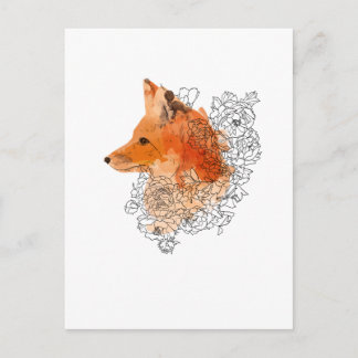 Vattenfärg Fox i blommor Vykort