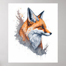 Vattenfärg Fox Porträtt