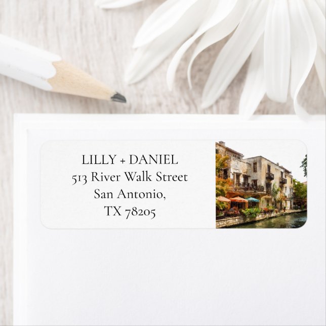 Vattenfärg från San Antonio returadress Etikett (Insitu)