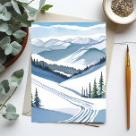 Vattenfärg från skidbacke helgkort<br><div class="desc">Vattenfärg från skidbacke!
• Vacker vattenfärgs kort.
• Skidåkning och vinter tema!</div>