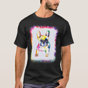 Vattenfärg Fransk Bulldog Pojke Flicka Tie Dye Ble T Shirt