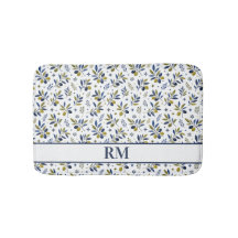 Vattenfärg Fransk Landstil Oliv Mönster Monogram