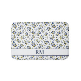 Vattenfärg Fransk Landstil Oliv Mönster Monogram Badrumsmatta