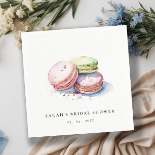 Vattenfärg French Macarons Bageri Bröllopsdusch Pappersservett